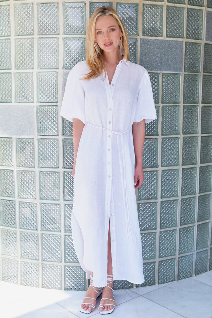 Finley Shirts Madeline Linen Dress 3548034L | White 100