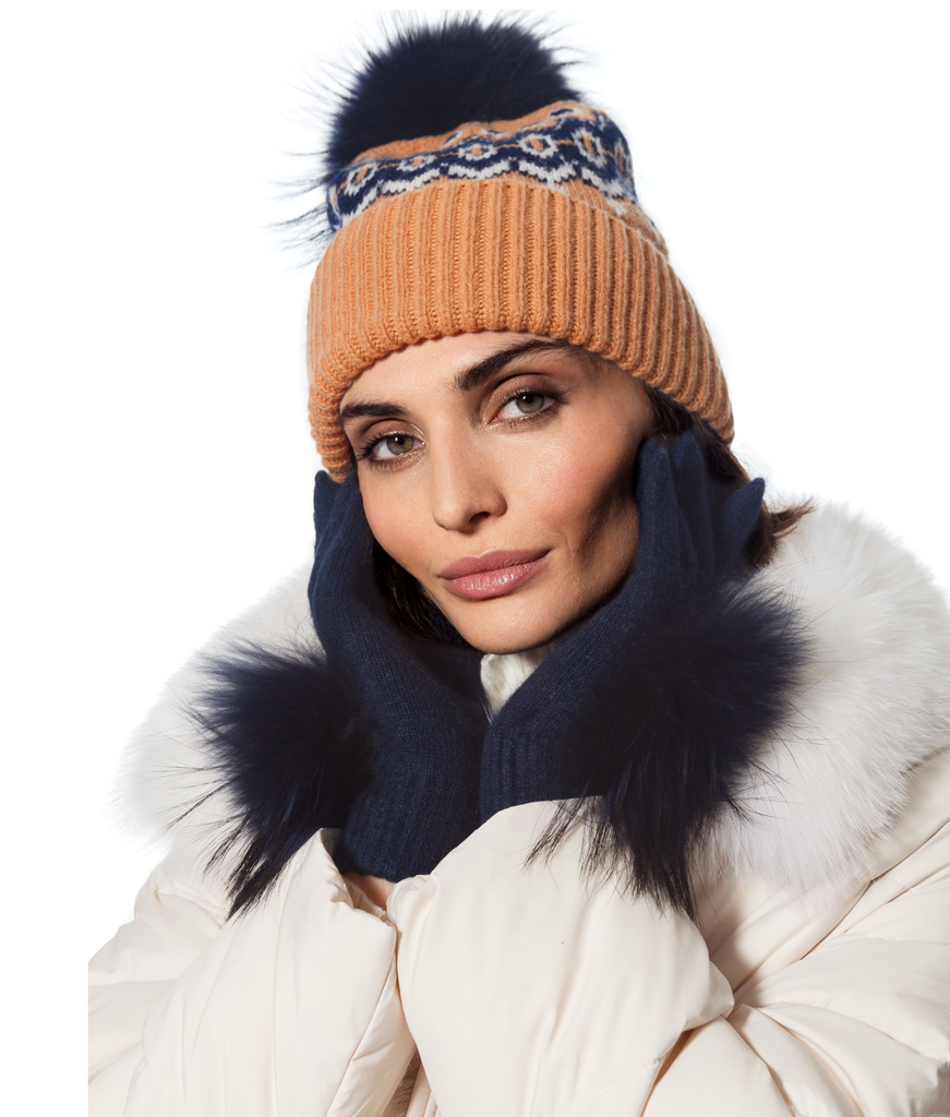 Linda Richards Pom Pom Gloves GL-04 | Navy