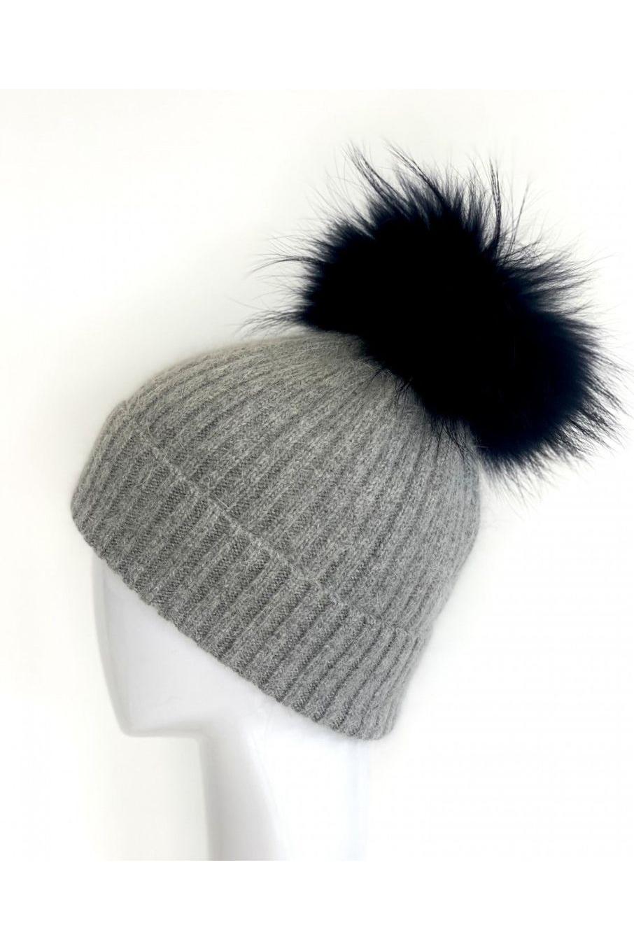 Linda Richards Wool Pom-pom Hat HA-62GRY | Navy | Shop Pom  display picture 3