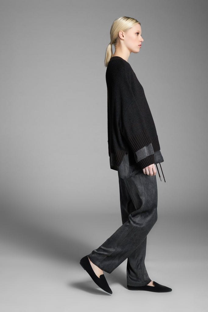 Tricot Chic Pull Over V Neck Sweater S151 | 136 Charcoal Grey