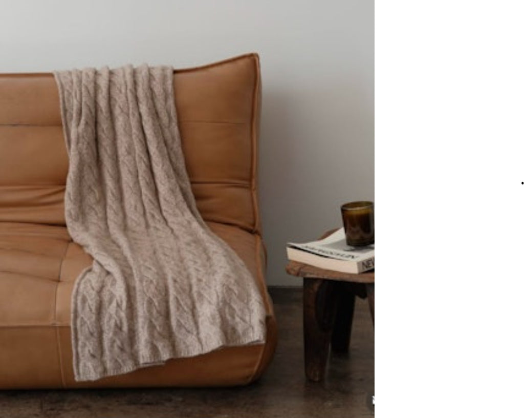 W. Cashmere Przio Cable Travel Wrap | Stone