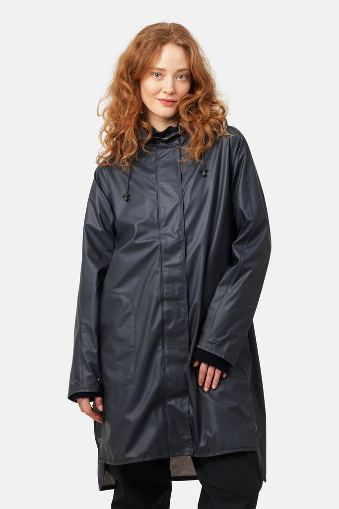 Ilse Jacobsen Hornbæk Rain 71 Hooded Rubberized Coat | Dark Indigo 660
