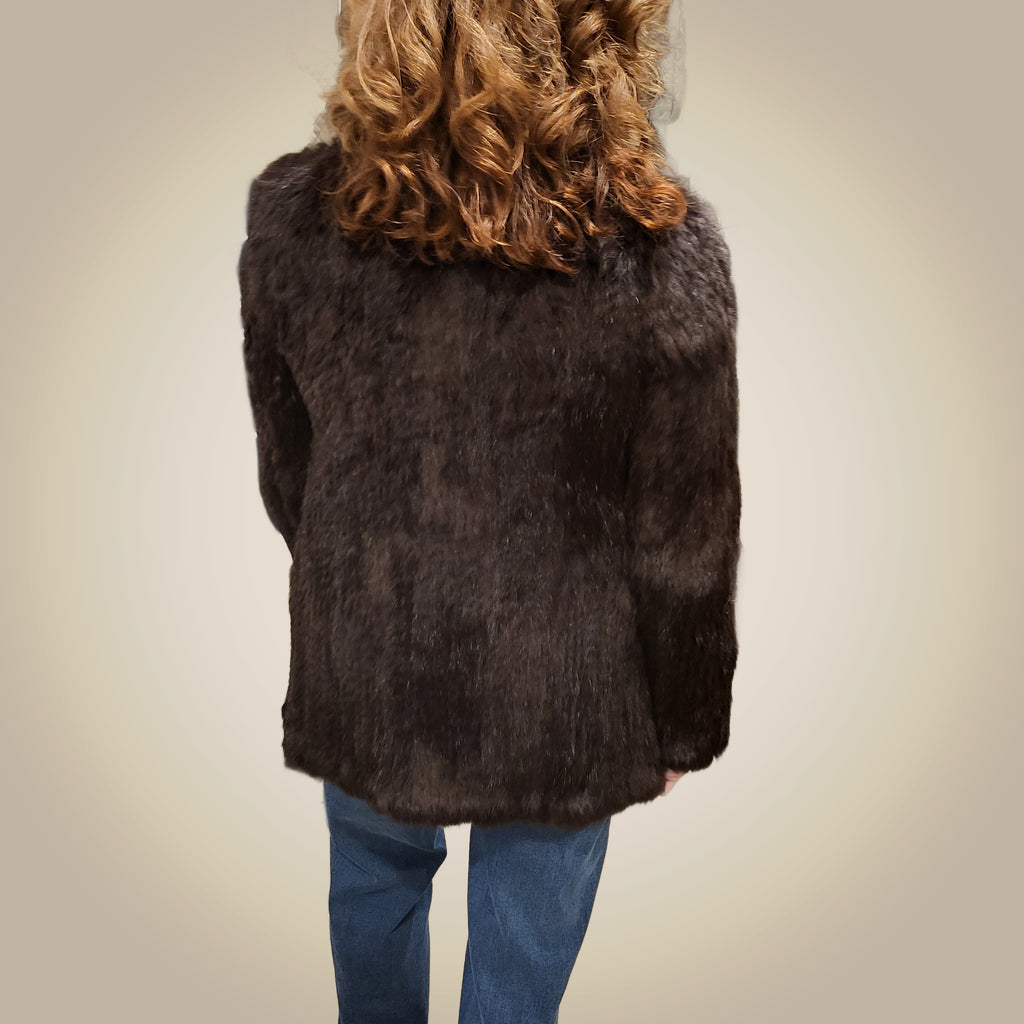 Linda Richards Rex Rabbit Fur Cardigan RX-19 | Brown