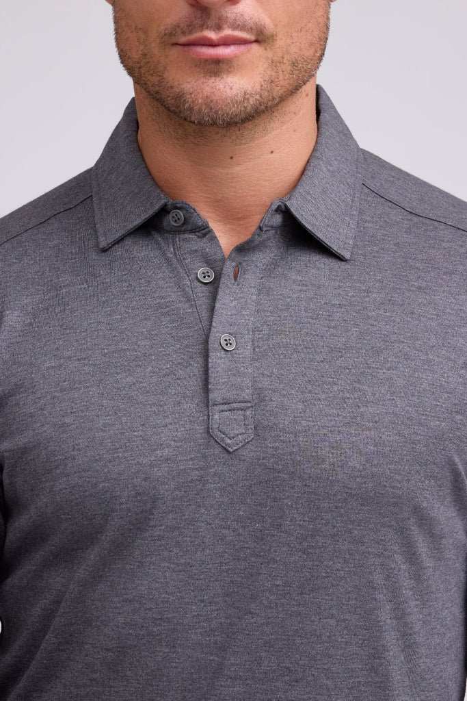 Raffi The Riviera Long Sleeve Three Button Polo RW12846 | Charcoal