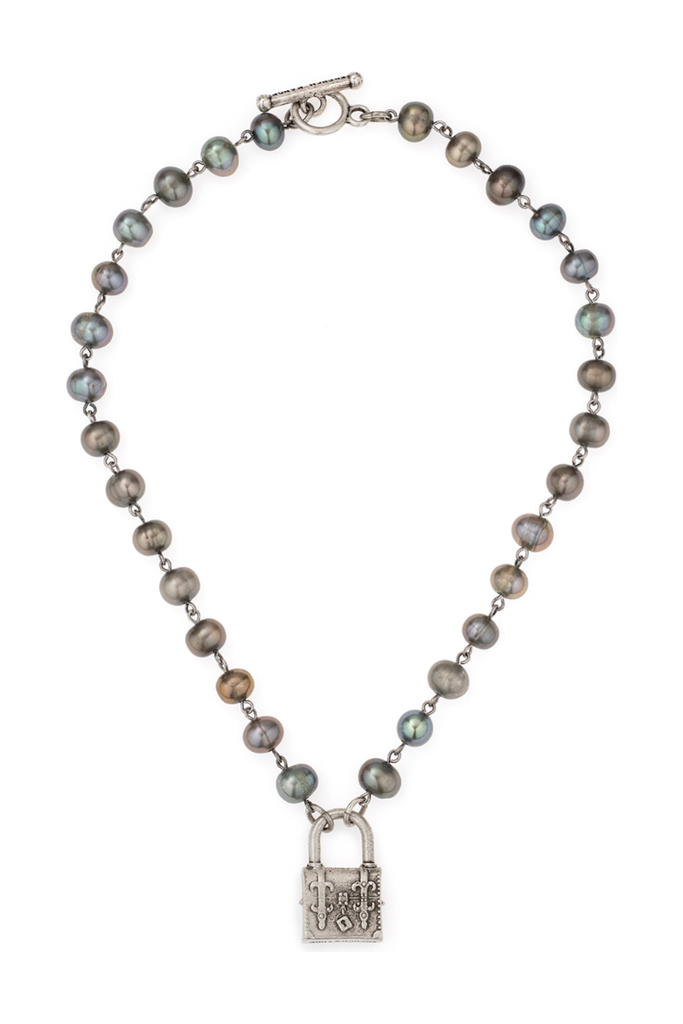 French Kande Necklace | Emerald Pearls with French Kande Lock TR2085-Z