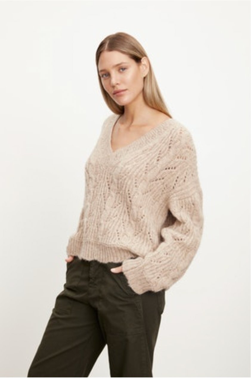 Velvet by Graham & Spencer Sade 06 Cozy Cable Sweater | Oatmeal – Robertson  Madison
