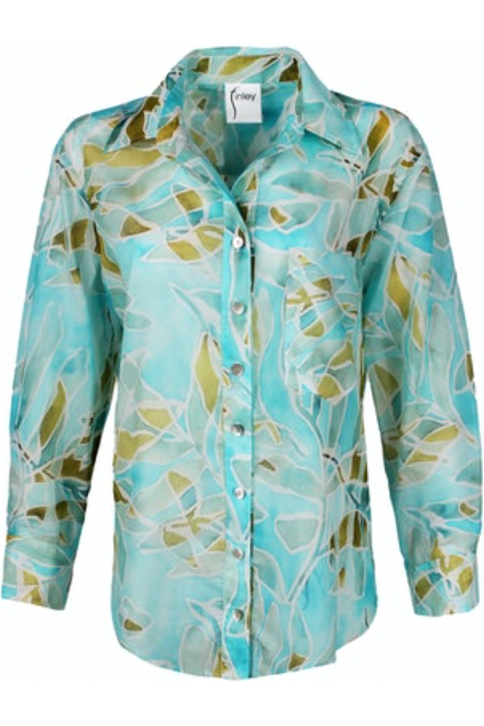 Finley Shirts Andie Seaweed Print Shirt 3380014S | Teal/Multi 369
