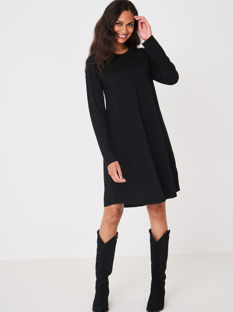 REPEAT Cashmere A-line Merino Wool Knit Dress 300191 | Black | Sale - Buy Now No Returns | Offered Online Only REPEAT Cashmere A-line Merino Wool Knit Dress 300191 | Black | Sale - Buy Now No Returns | Offered Online Only