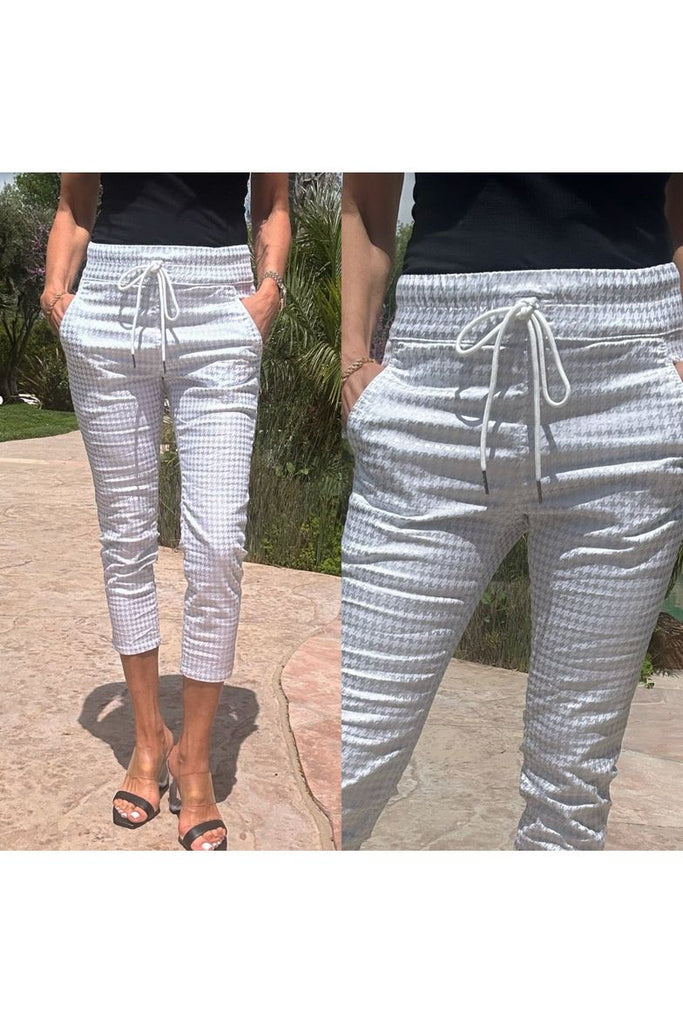 Bevy Flog Shely Capri Pants | Silver Checkered | Shop Flog Pants