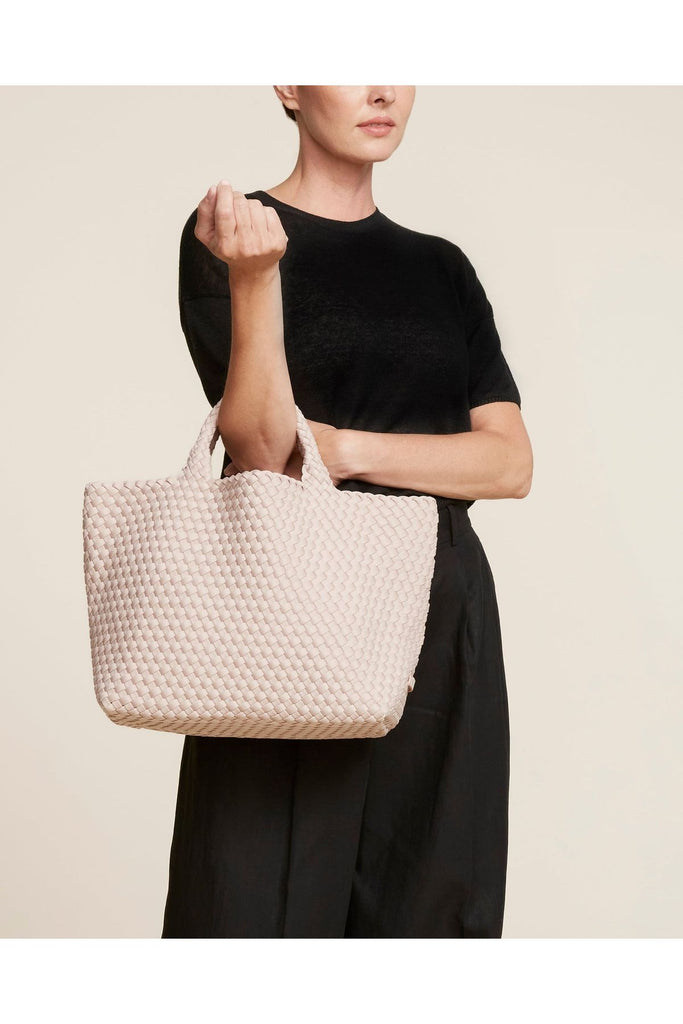 NAGHEDI St. Barth's Medium Solid Woven Tote SN0107 | Shell Pink