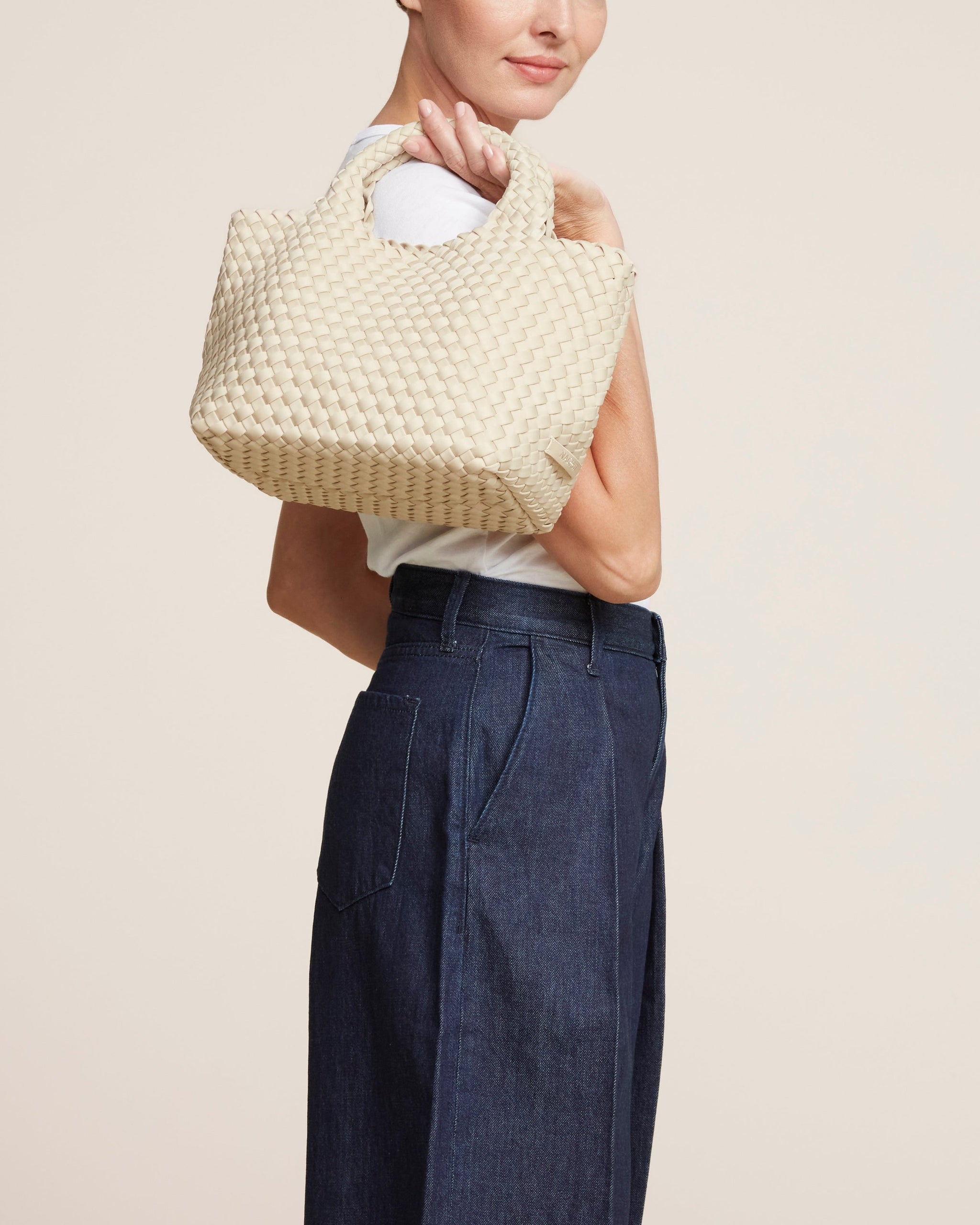 NAGHEDI St. Barths Small Tote Solid Bag SN03012LD | Ecru | Offered 