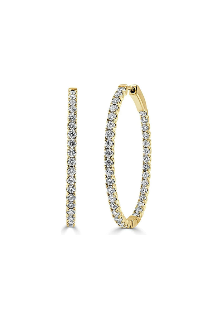 FC Creations Earrings 14K Gold Diamond Oval Hoops | Yellow Gold .80 Carats