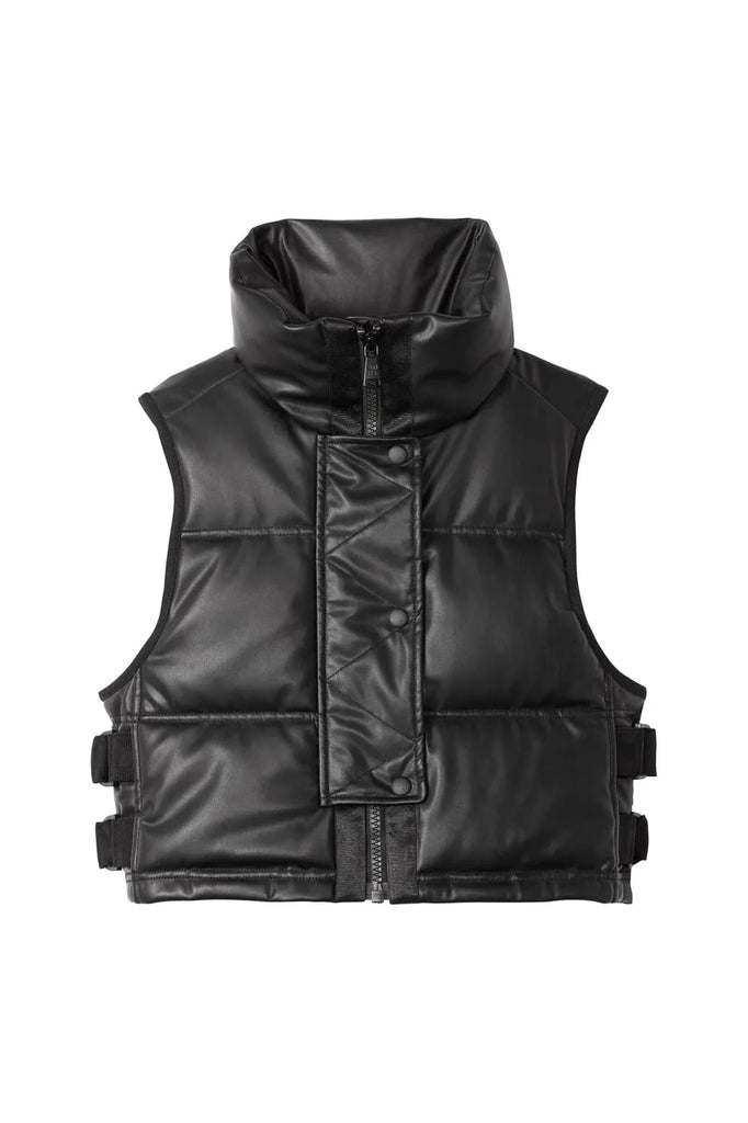 Alp N Rock La Vitesse Crop Vest F3WOVN50LBL | Black Faux Leather