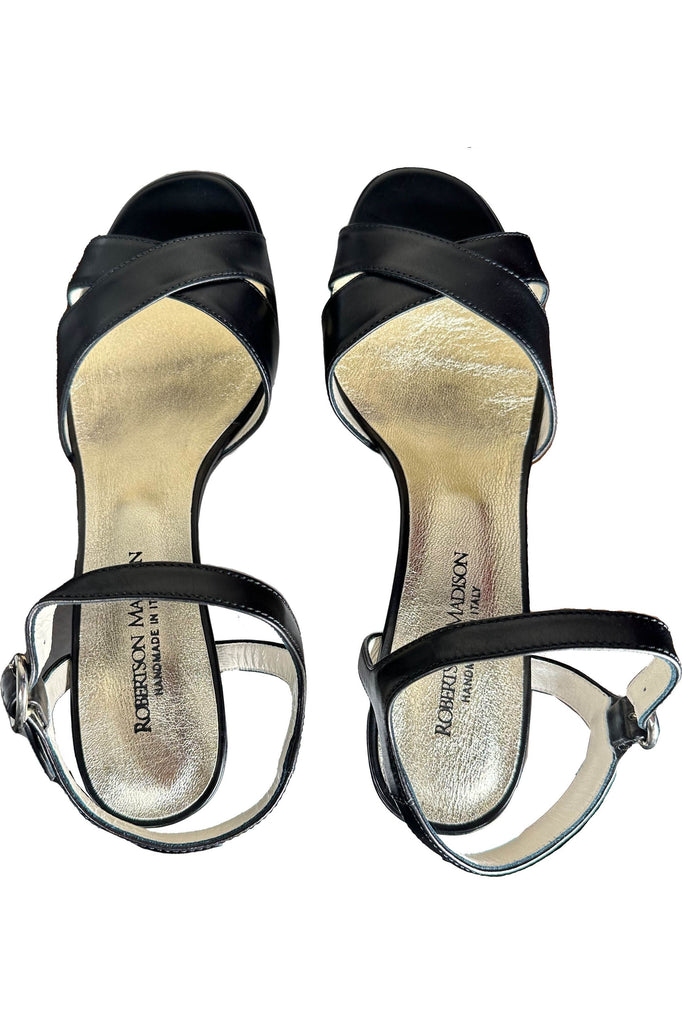 Robertson Madison Lola Crisscross Platform Sandals 18740 | Nero Vitello Leather