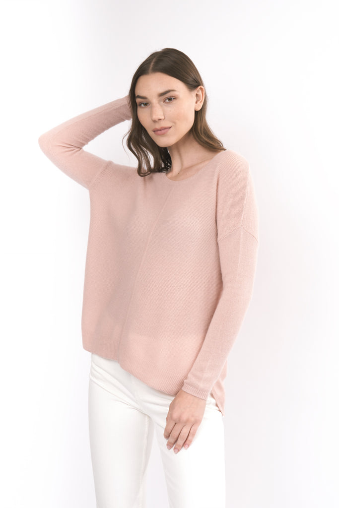 Robertson Madison 100% Cashmere Easy Fit Sweater CC-221 | Dusty Pink