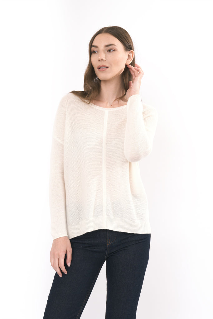 Robertson Madison 100% Cashmere Easy Fit Sweater CC-221 | Ivory