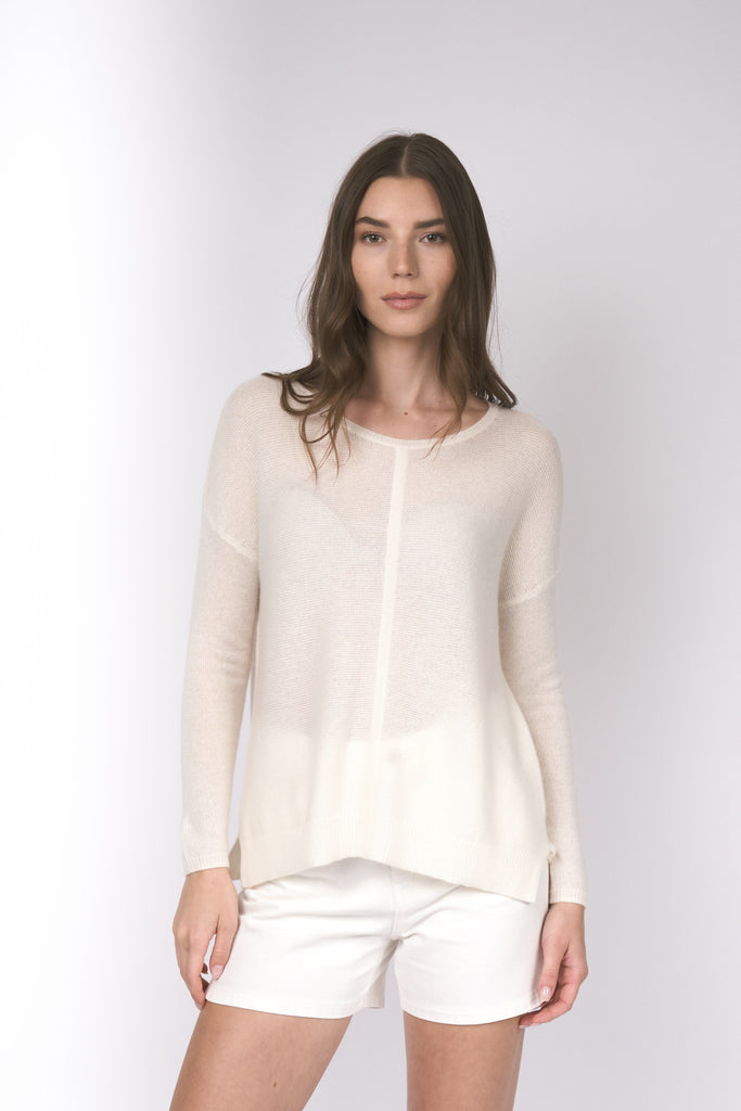 Robertson Madison 100% Cashmere Easy Fit Sweater CC-221 | Ivory