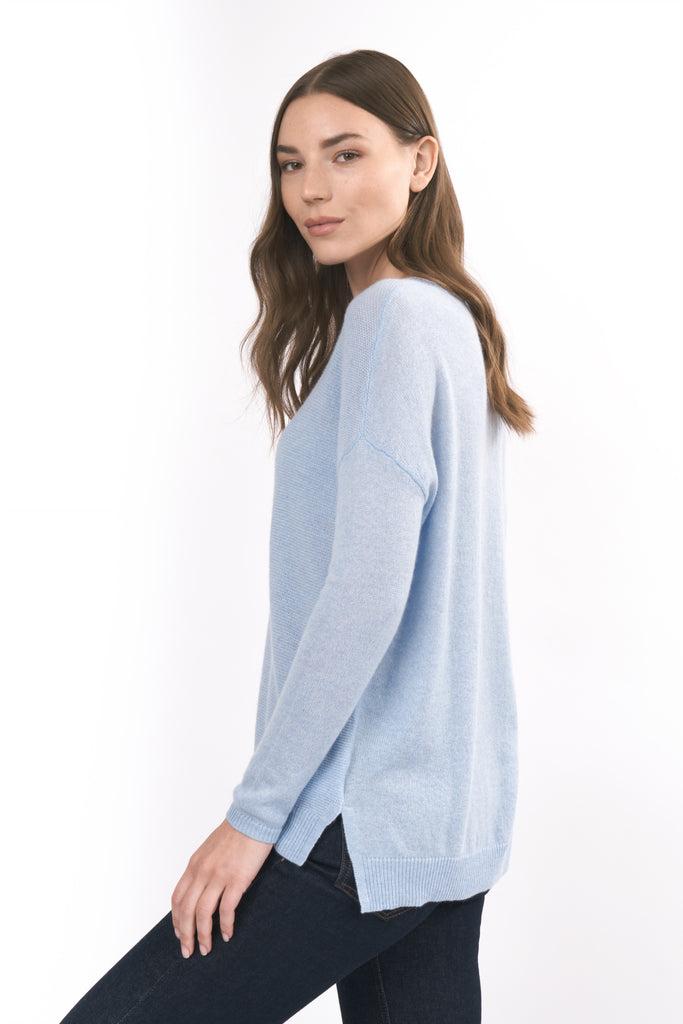 Robertson Madison 100% Cashmere Easy Fit Sweater CC-221 | Light Blue