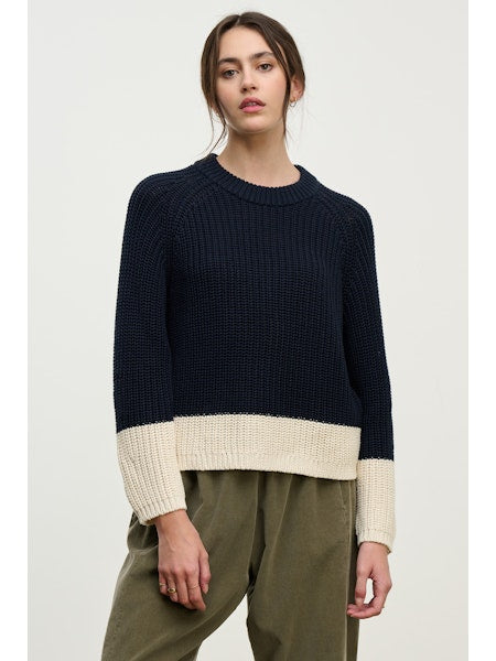 Velvet by Graham & Spencer Shay07 Chunky Pima Cotton Pullover | Navy