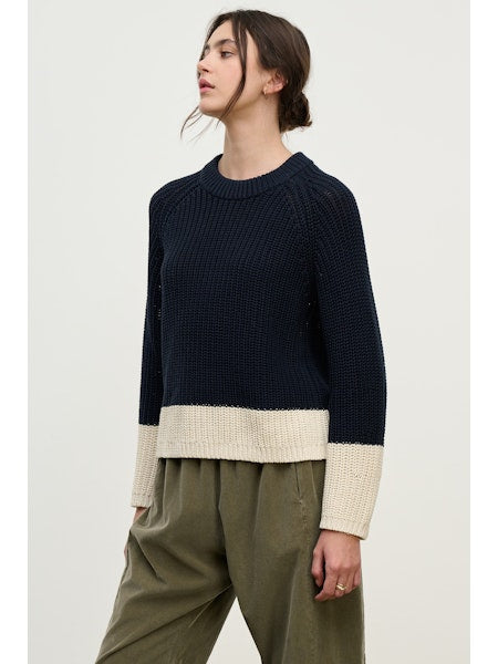 Velvet by Graham & Spencer Shay07 Chunky Pima Cotton Pullover | Navy