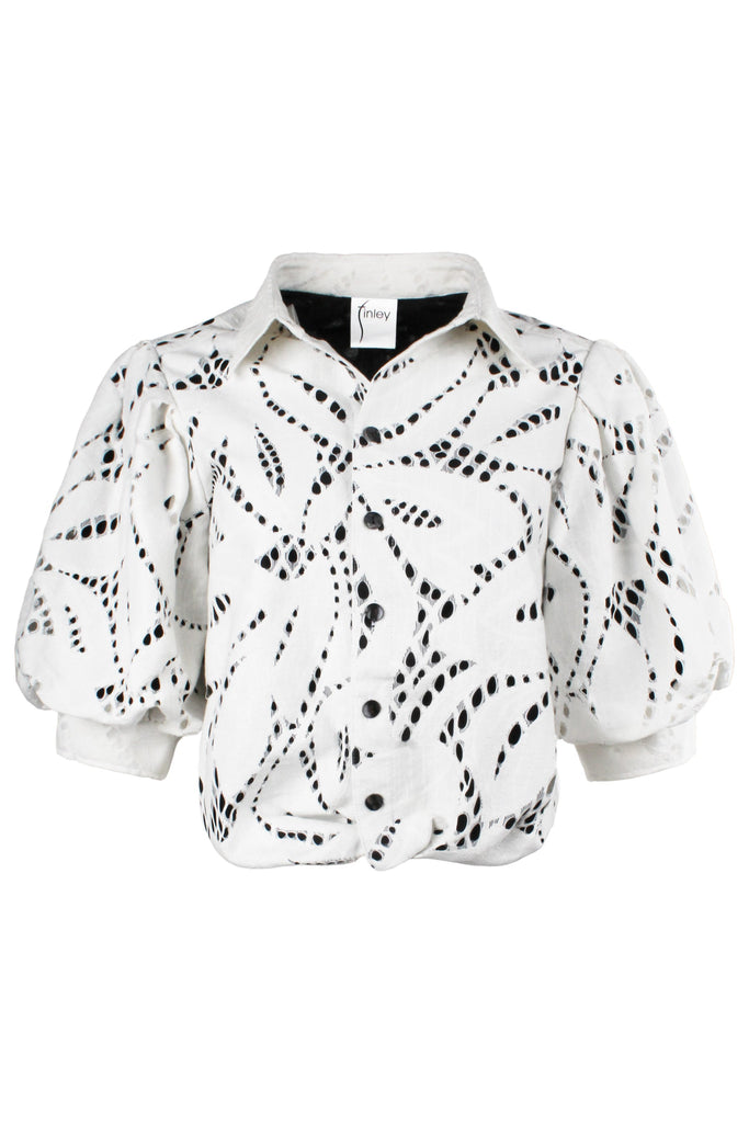 Finley Shirts Bomba Chunky Lace Shirt 3761095L | Ivory Lined with Black Poplin