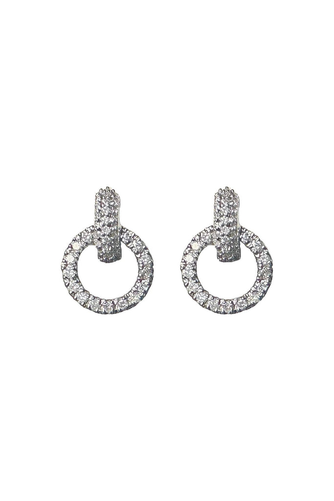 FC Creations Earrings 14K Gold Diamond Circle Posts | White Gold 0.77 Carats