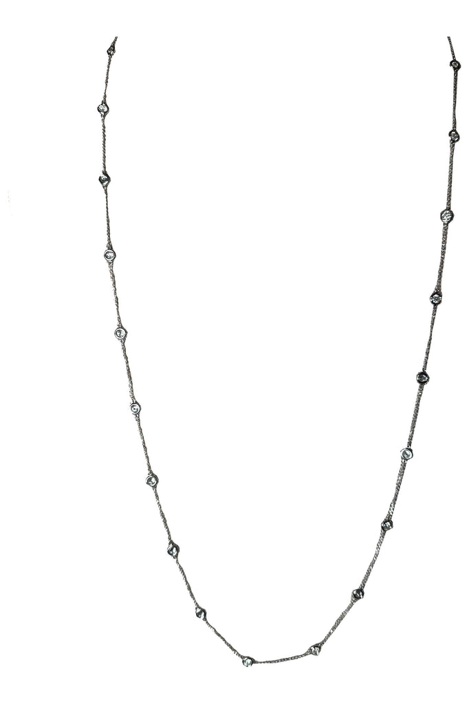 FC Creations Necklace 14K Bezel Diamonds-By-Yard Necklace | White Gold 36 Inch | 6.80 Carats