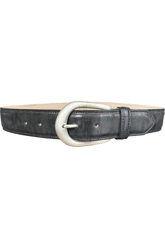 Streets Ahead Eden Leather Belt with Silver Buckle 18208 | Black-OL