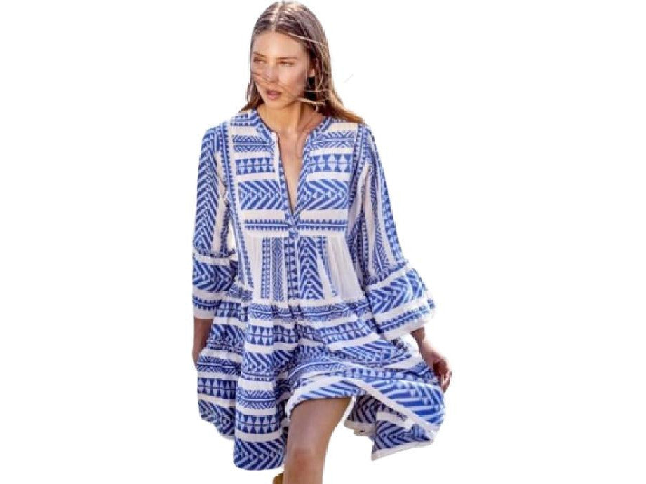 Devotion Twins Ella Midi Dress | Blue/Off White Cotton Dress | Final Call Sale - No Returns | Offered Online Only Blue/Off White / X Small Devotion Twins Ella Midi Dress | Blue/Off White Cotton Dress | Final Call Sale - No Returns | Offered Online Only Blue/Off White / X Small