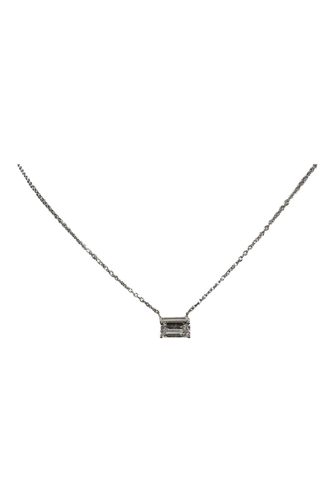 FC Creations Necklace 14K Gold Emerald Cut Diamond Solitaire Pendent Necklace  | White Gold 0.40 Carats