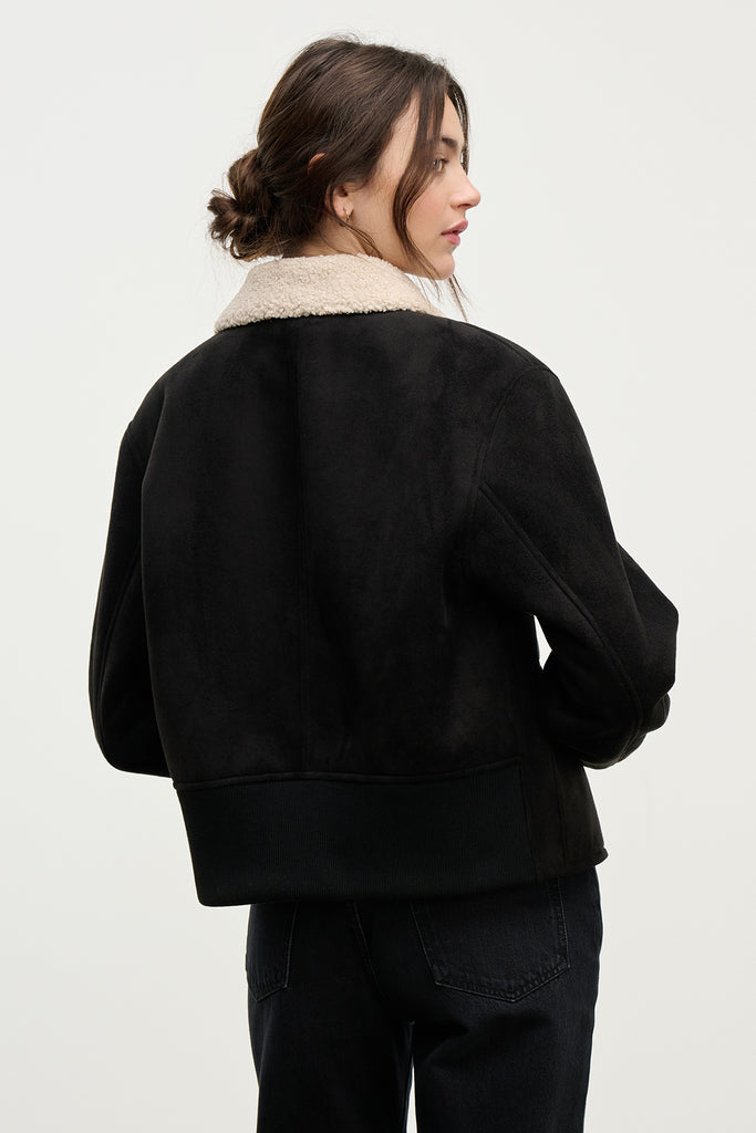 Velvet by Graham & Spencer Juno 07 Luxe Sherpa Jacket | Black/Ecru