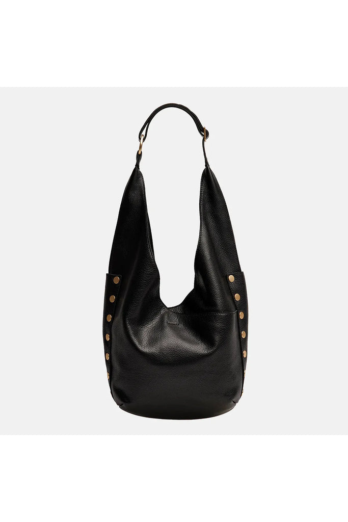 Hammitt Tom Zip Shoulder Bag | Black/Brushed Gold Red Zip 17202