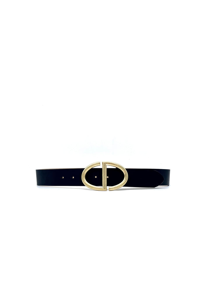 Streets Ahead Scarlet 1.5 inch Leather Belt 42167 | Black/Gold Buckle
