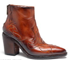 Jo Ghost Josie Mid Heel Western Ankle Boot 3387 Cognac