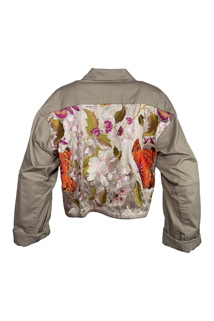 Josie Bruno Vintage One-Of-Kind Jacket | Khaki/Tan Silk Floral