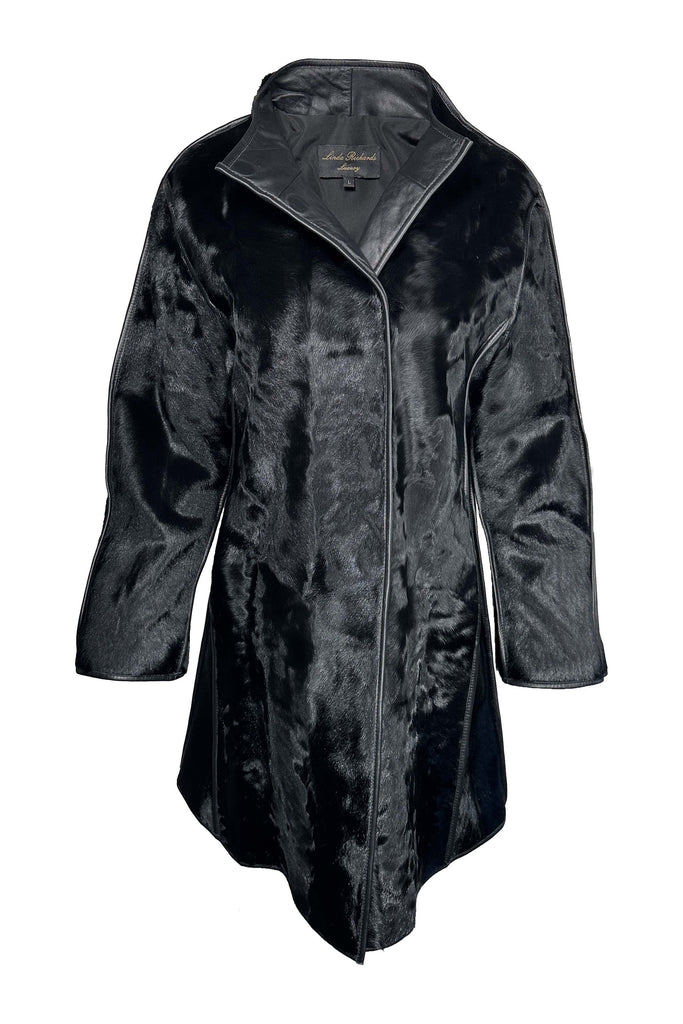 Linda Richard TS-9551S Kidskin/Leather Coat | Black