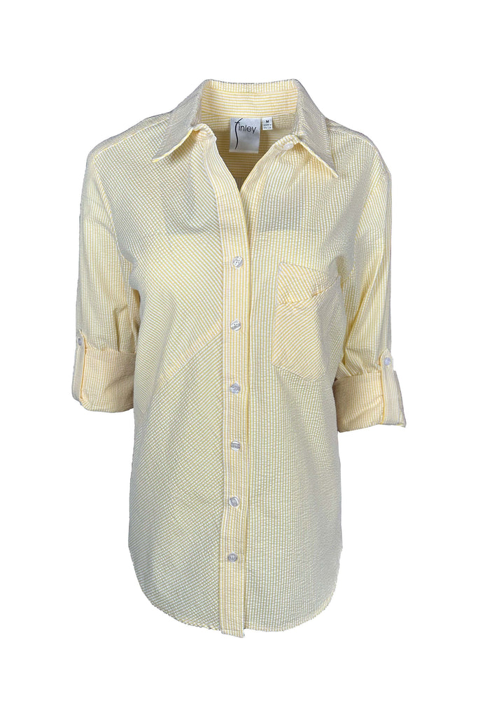 Finley Shirts Teigen Seersucker Stripe Top 3491053S | Lemon White 740