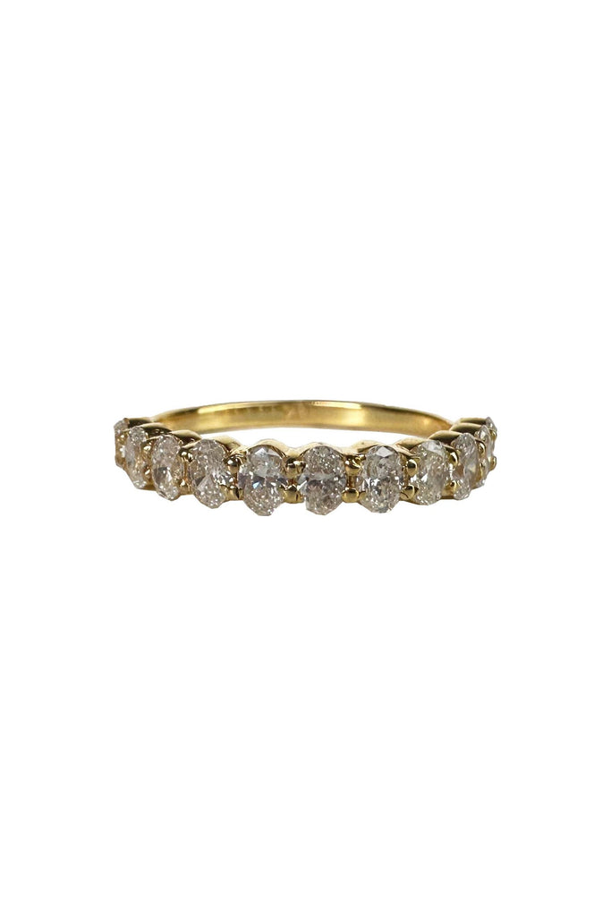 FC Creations Ring 18K Gold Oval Shaped Diamonds Halfway Eternity Ring | Yellow Gold 0.90 Carats