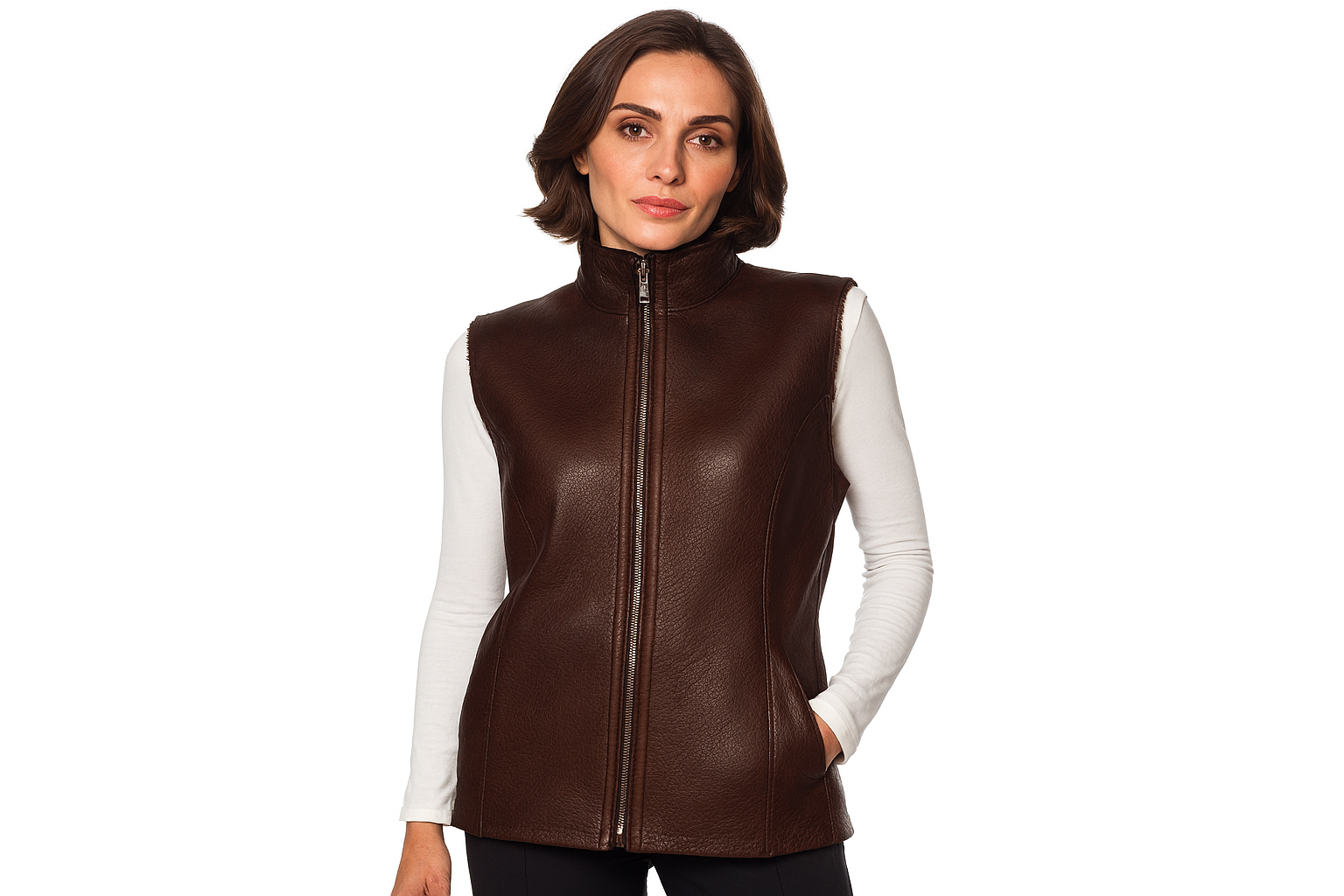 Linda Richards Reversible Lamb Fur Vest LM-260 | Brown – Robertson