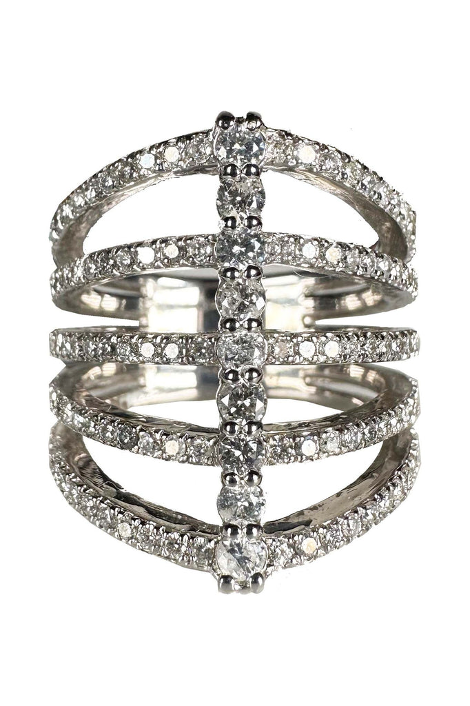 FC Creations Ring 14K Gold Multirow Diamond Ring | White Gold 1.40 Carats