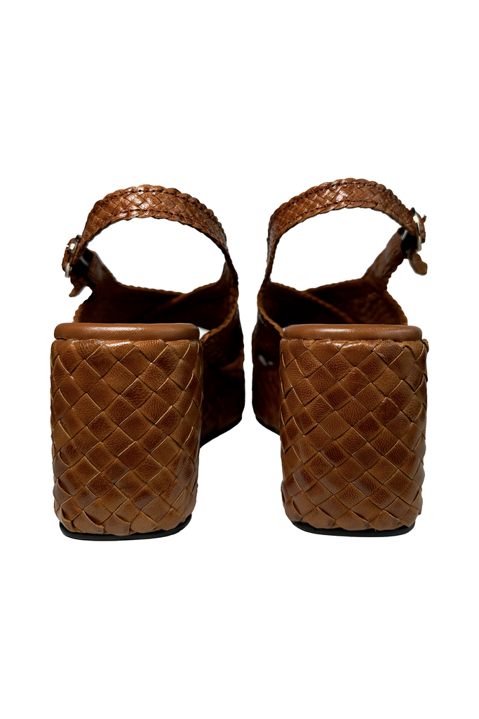 Pons Quintana Ankara Criss Cross Woven Leather Wedges 10281.000 | Toffe (Camel)