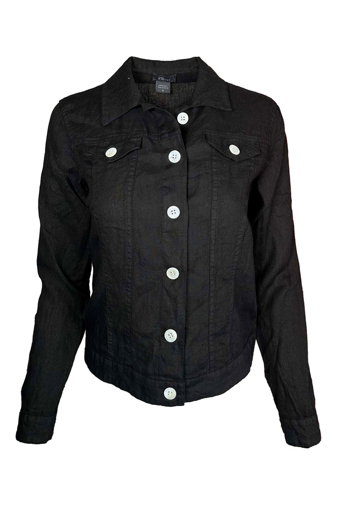 Pure Amici Linen Jean Jacket L681 | Black