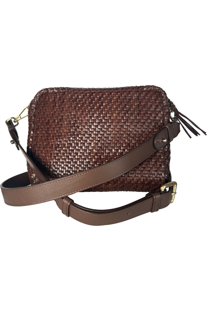 Allan K Reese Toledo Leather Crossbody Bag- Bamboo Weave  | Brown