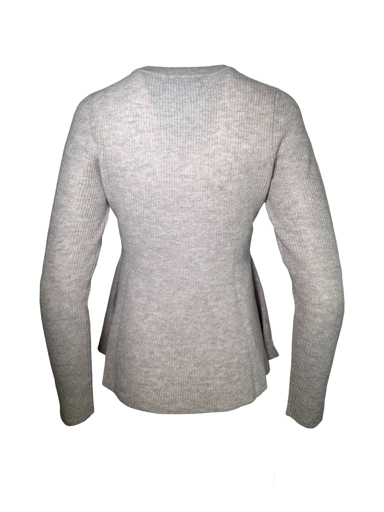 Repeat 100% Organic Cashmere Peplum Sweater 103522  | Sand