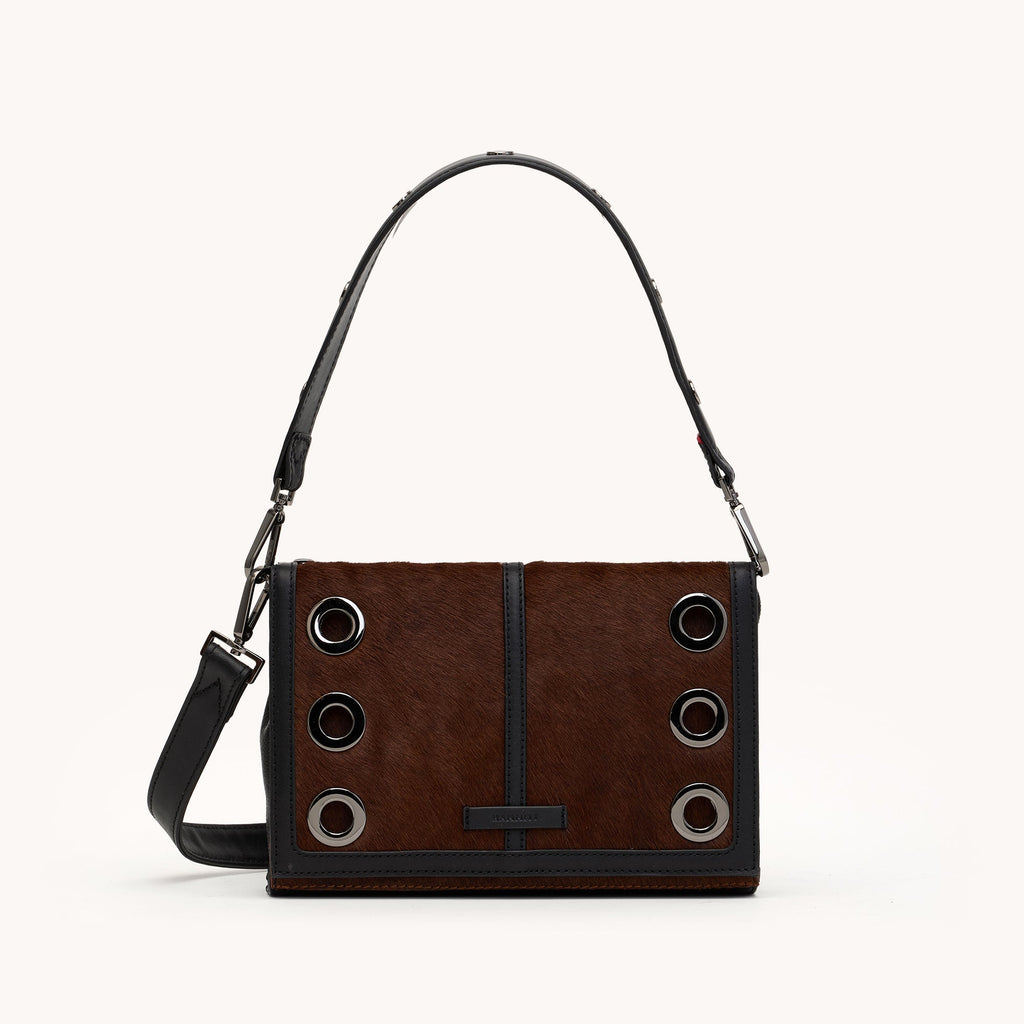 Hammitt Montana Clutch Small 14368 | Calf Hair/Gunmetal