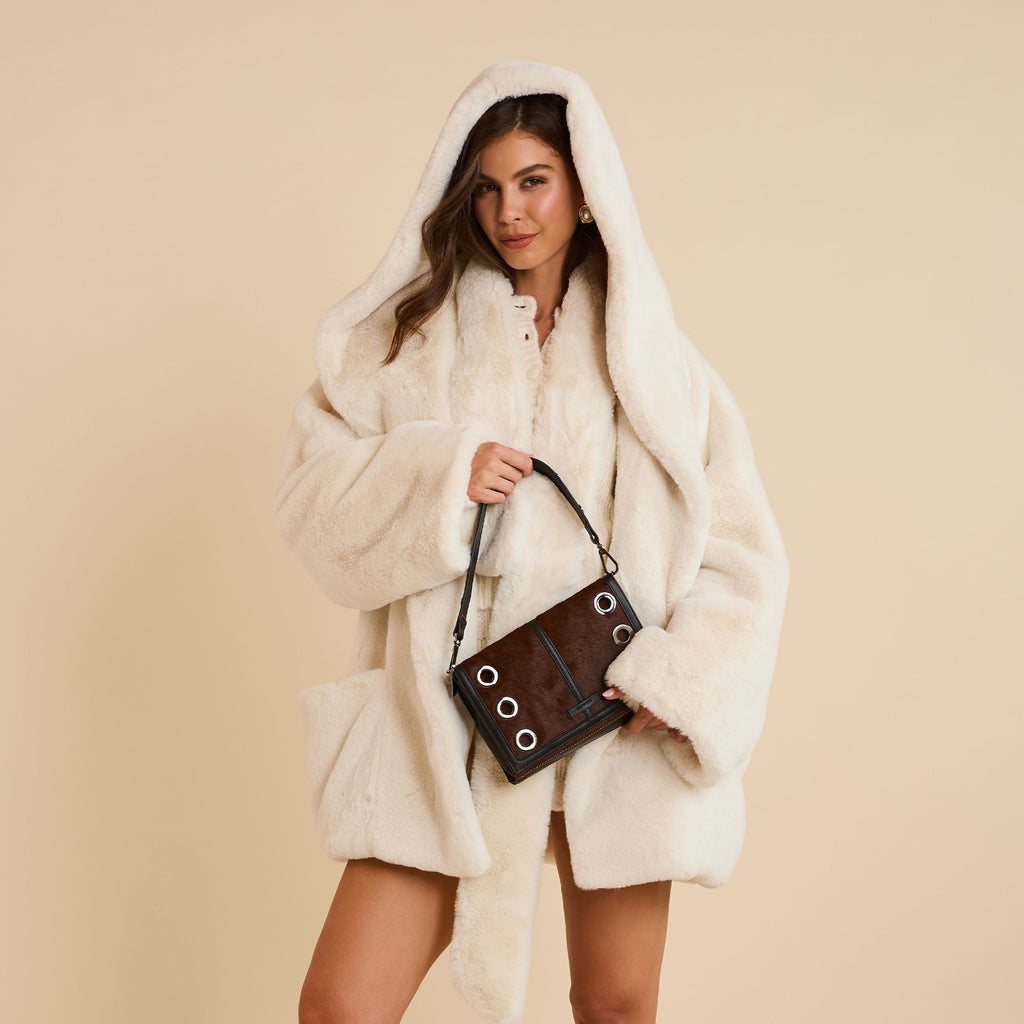 Hammitt Montana Clutch Small 14368 | Calf Hair/Gunmetal