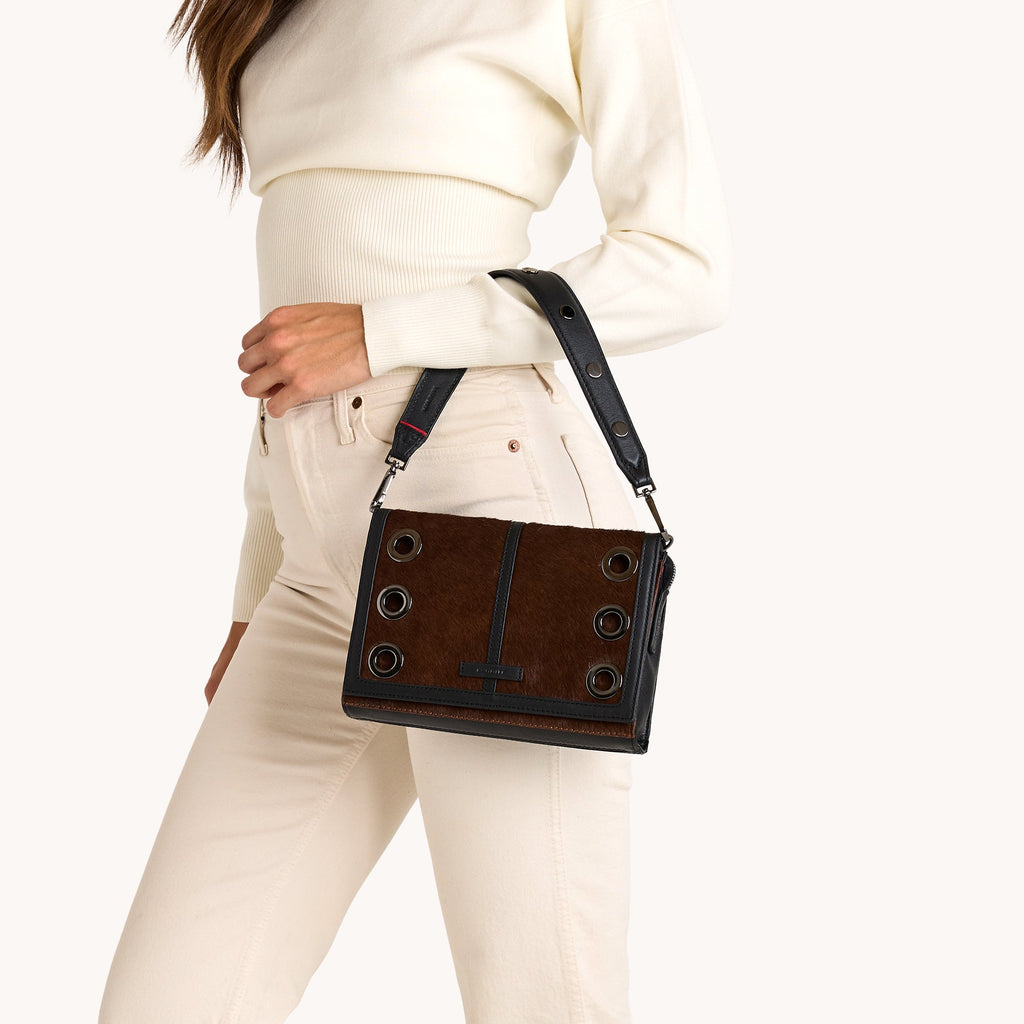 Hammitt Montana Clutch Small 14368 | Calf Hair/Gunmetal