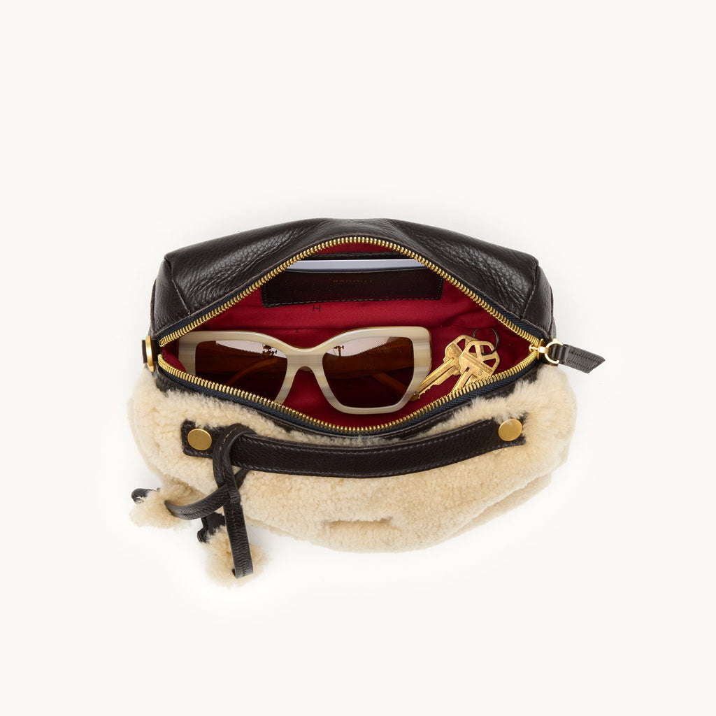 Hammitt Evan Crossbody Small Bag 17164 | Sundance Shearling/Brushed Gold