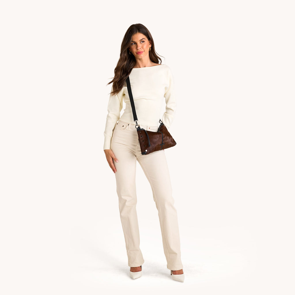 Hammitt Kyle Medium Shoulder Bag 18684 | Hair Calf/Gunmetal