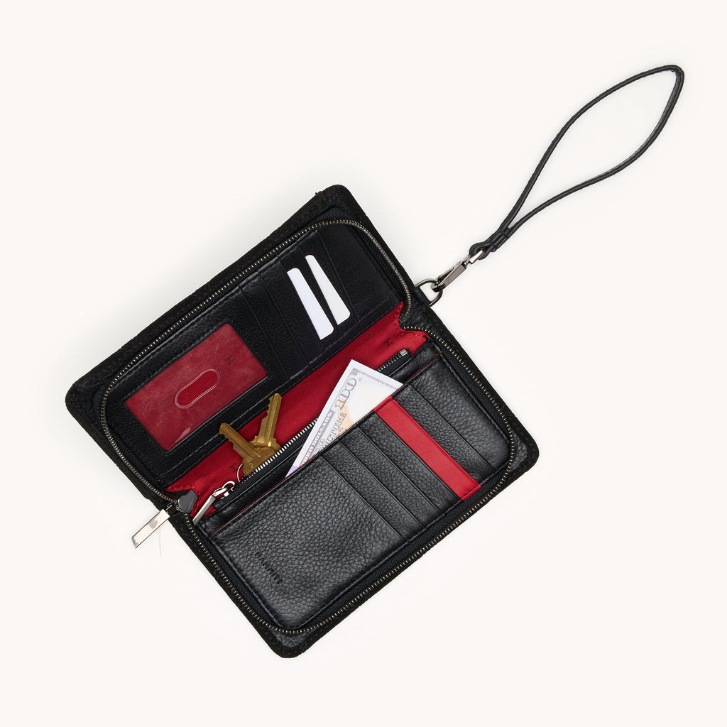 Hammitt Bryant Wallet 18190 | Noir Diamond Suede/Gunmetal